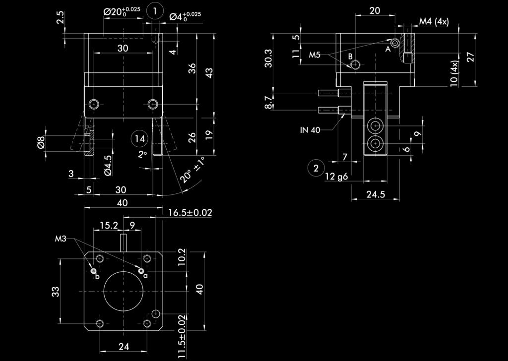 PWG-S 40 Main views The illustration shows the gripper in the basic version with closed jaws, without taking into account the measurements of the optional extras described below.