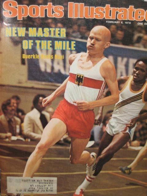Picture #1: Dick Buerkle on Cover of Sports Illustrated, February 1978, shown winning the Wanamaker Mile at the Millrose Games in
