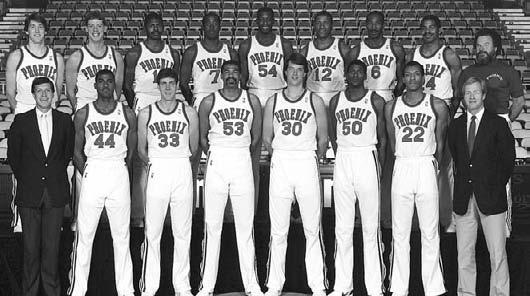 Review86-87 Season RECORD The Suns opened the season with Larry Nance and Ed Pinckney at forward, Alvan Adams at center and Walter Davis and Jay Humphries at guard.