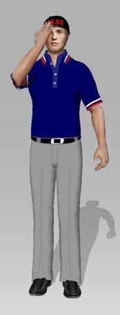 INFIELD FLY SITUATION (There are three accepted signals for indicating an Infield Fly situation) Your right arm, with your hand flat, palm toward your body, extended across your chest This signal