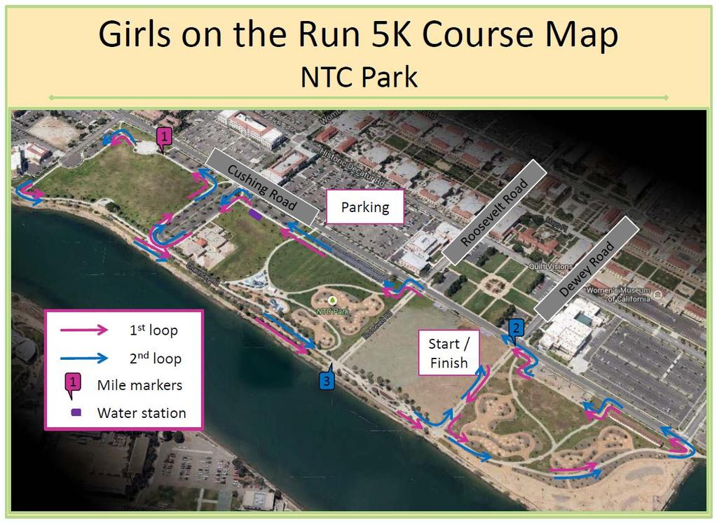 Since it is two laps of the park, the course will get crowded. Be careful and watch out for other runners. If you need to walk, move to the right and allow others to run past you on the left.