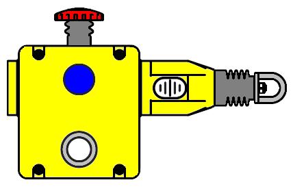 3 Operating and display elements 1: red E-stop 2: blue reset button 3: dual LED 4: rope