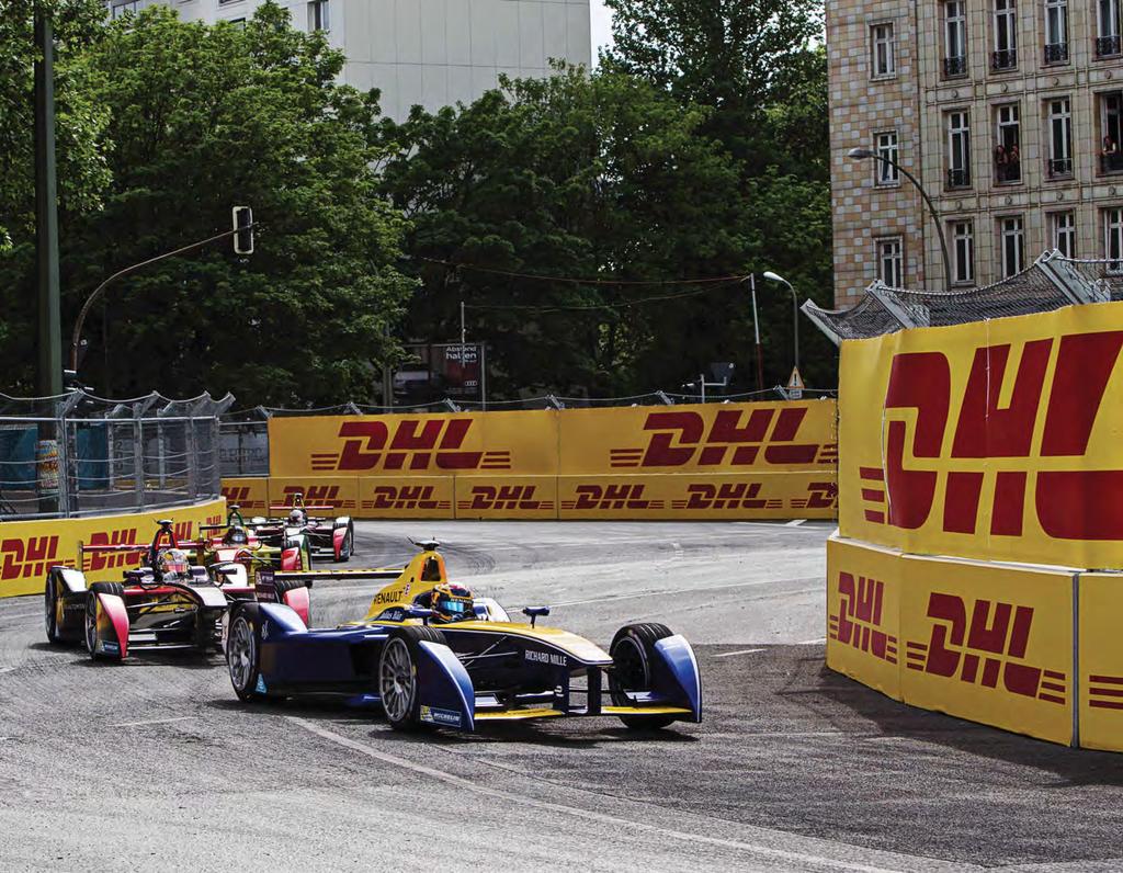 ADVERTISING FEATURE 77 DHL AND FORMULA E DELIVERING AN ELECTRIC FUTURE DHL is delighted to once again be managing Formula E s race behind the race in its second year, delivering the cars and