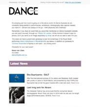Readership: 35,000 (PUBLISHER S STATEMENT OCT 2017) 2 WEBSITE Complements Dance Australia magazine as Australia s leading dance website.