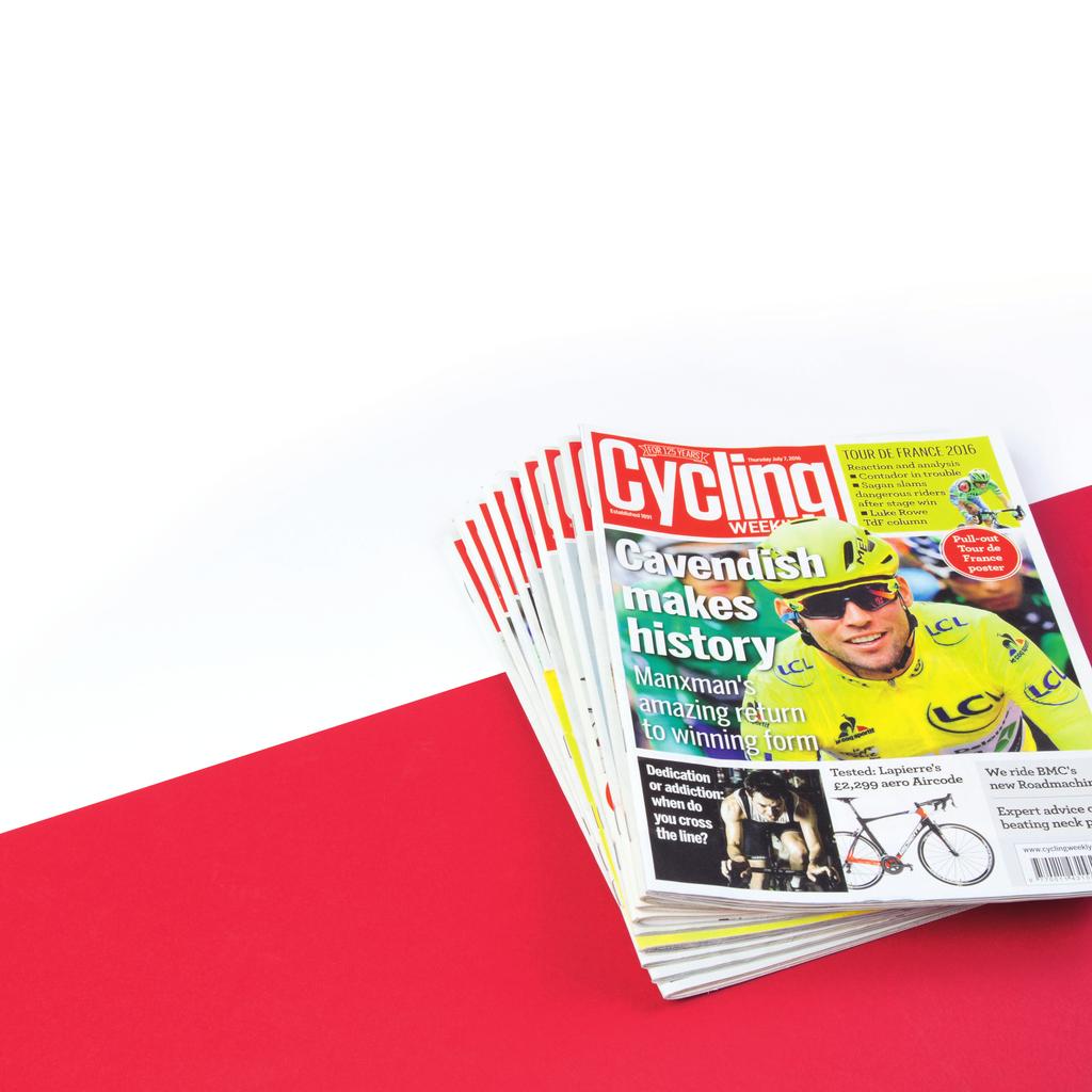 Cycling Weekly Circulation 24,448 Print 23,205 Digital 1,243 (ABC Jan-Dec 15) The UK s biggest and best cycling magazine 125 years old in 2016, Cycling Weekly remains at the very centre of cycling