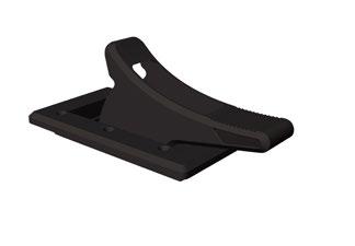 adjustable webbing strap. It was shaped to fit the contours of the footwell and made from PVC and carbon.