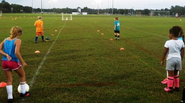 - Set up cones along one side and have players with no balls stand near the cones.