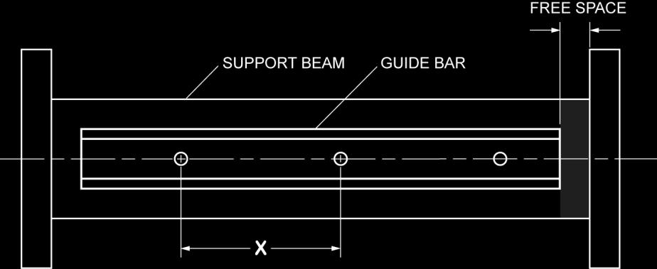 Install Guide Bar on Support Beam INSTALLATION The guide bar must be straight within 0.010 (0.25 mm) on a rigid and vibration-free support. GUIDE BAR MOUNTING HOLES CENTERLINE 1.
