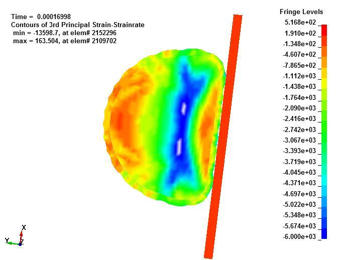 rebounded off the plate. It can be seen that the simulation produces realistic results throughout the impact. Figure 6.