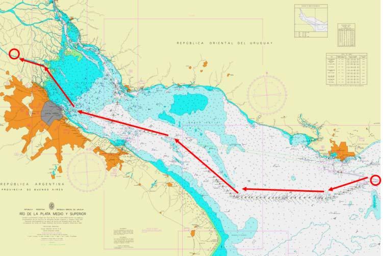 Ship Manoeuvring study. Navigation between the common area of Rio de La Plata and the intended location. Ship Manoeuvring study. Approach and docking to the FSRU.