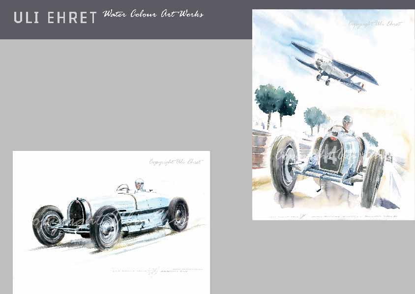 #516 Bugatti Type 51, Jean Pierre Wimille - On canvas: 120 x 160 cm, 100 x 130 cm, 90 x 120 cm, 70 x 100 cm, 60 x 90 cm, 50 x 70 cm original available 50 x 64 cm framed 70