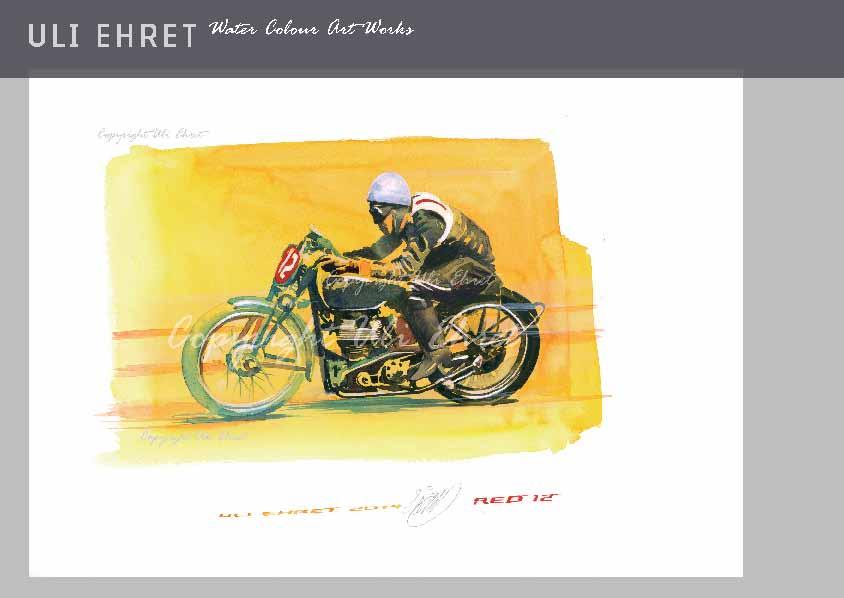 #501 RED 12, pre war race bike - On canvas: 160 x 120