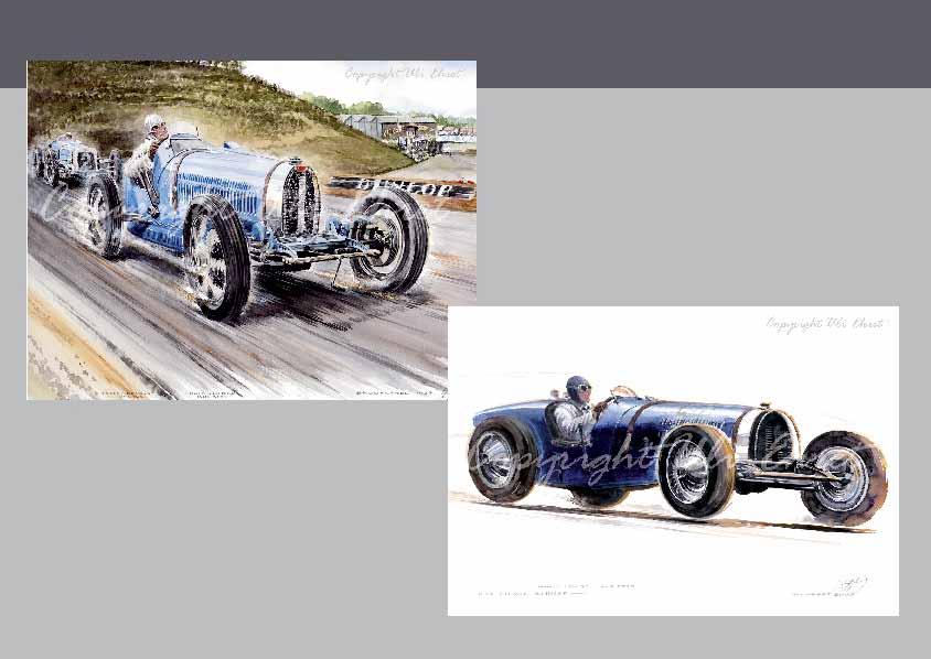 #108 Louis Chiron, Bugatti 41, Brooklands Grand Prix 1927 followed by Robert Benoist, Delage Original available - On canvas: 160 x 120 cm, 180 x 100