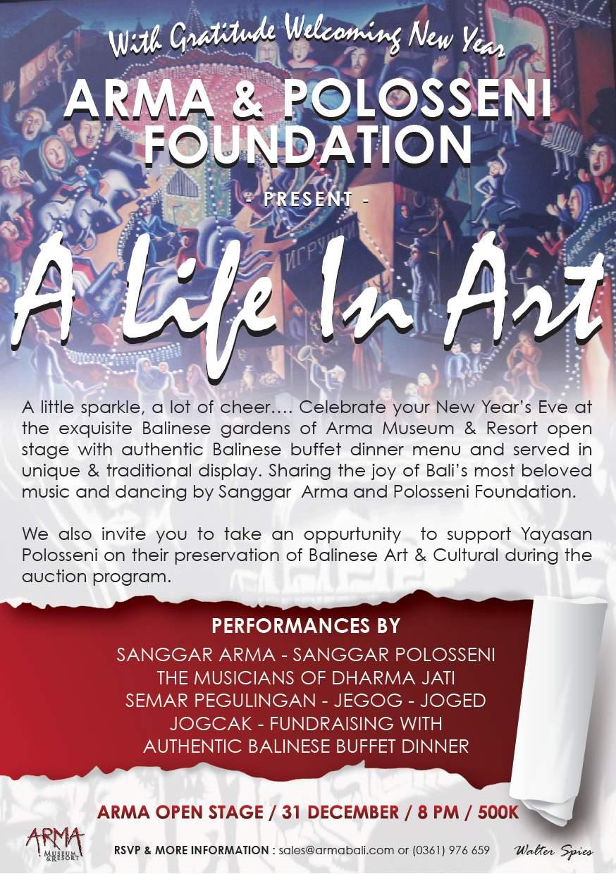 . We are doing fundraising and auction to support Maestro Seni Tari (Dance) and Tabuh (Music) in Ubud and to support both Yayasan ARMA and Polosseni in