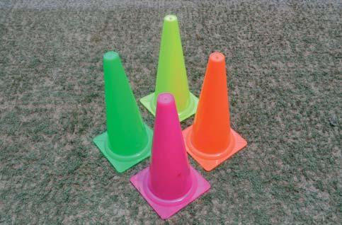 Marker Cones (28 cm, Synthetic) The maker cones are made from plastic. Their height is 28 cm. The cones are available in assorted colours.