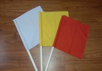 Referee Flags The referee flags are made for referees to signalize their decisions. The flag measures 40 x 40 cm.