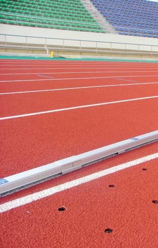 Aluminium Curbing Order No. 11260 The aluminium curbing is made from special made anodized aluminium profiles. It is a mobile marker and separator of the running track.