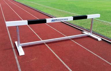 - The black and white upper crossbars are made from timber wood - Weights are welded into the frame thereby ensuring high stability. - Conforming to IAAF rules and IAAF certified.