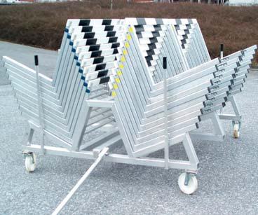 Hurdle Trolley for 40 Hurdles Order No. 10530 Made from special aluminium profiles. It provides place for up to 40 hurdles.