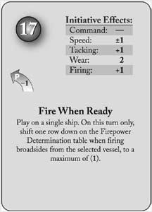 20 Flying Colors Living Rules, v2.11b Speed Adjustment: A number of movement points that may be added to or deducted from a ship s initial speed prior to moving the ship.