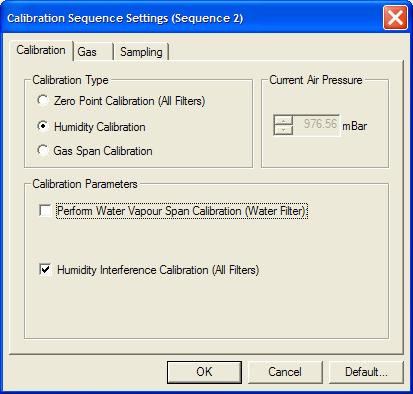 Page 8 of 19 Humidity Calibration 1. Pull down the Sequence menu. Click Settings. 2. Click on the Calibration index-card, if it is not already at the front. 3. Click to select Humidity Calibration. 4.