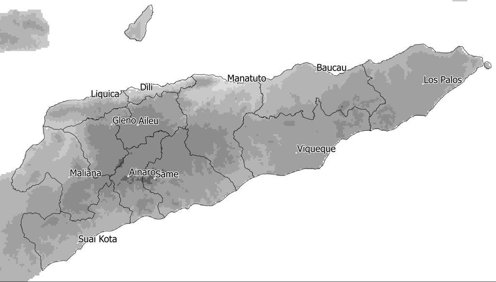 Figure 3: Map of Timor- Leste showing rainfall