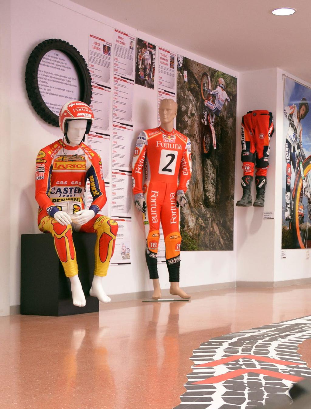 Trial: in the foreground, Jordi Tarrés (Gas Gas team, 1980s-1990s), the first rider to carry sponsorship printed on his clothing, in the background