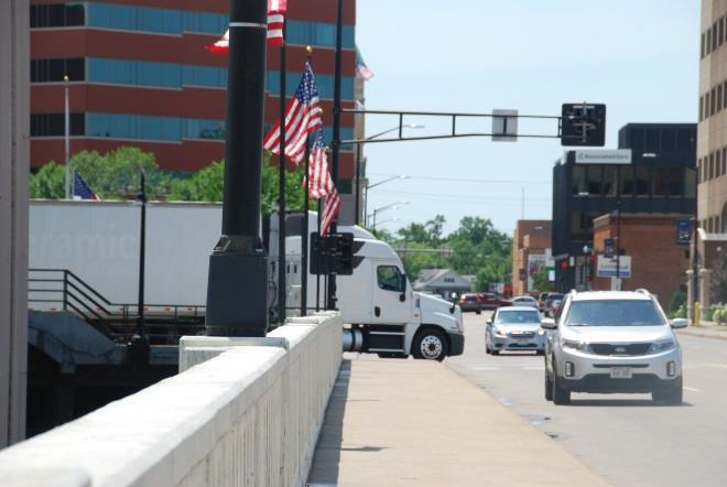 Traffic is backing up from Wisconsin Avenue N. Commercial Street across the Commercial Street Bridge. Left turns at N. Water Street intersection are difficult. At N.