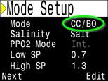 VERSION 34 2016.05.04 The OC/CC mode has been renamed to CC/BO, where BO means bailout. Purpose is to clarify that OC/CC mode was never intended to be used for purely OC dives.