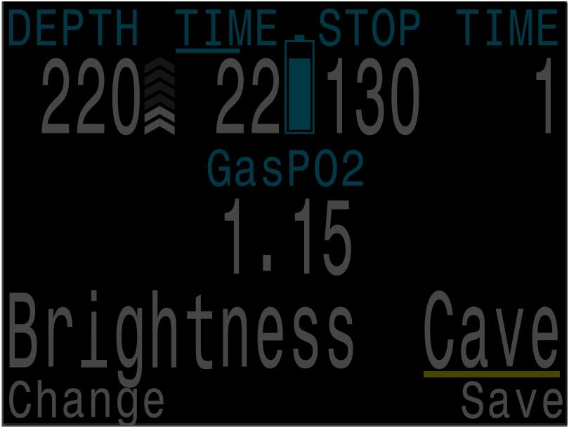 marked heading is now shown (in this example 16 ) IMPROVEMENT: Compass display improvement. The N, E, S, and W characters changed to a larger font. NEW FETURE: New Cave brightness setting.