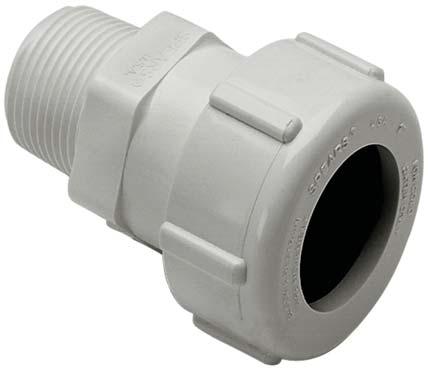 Compression Couplings & ale Adapters Dimensions & Information Compression ale Adapters Quickly Adapts Pipe to IPT Thread Easy-Thread Compression ut PVC White with Buna- or EPD asket 200 psi Pressure