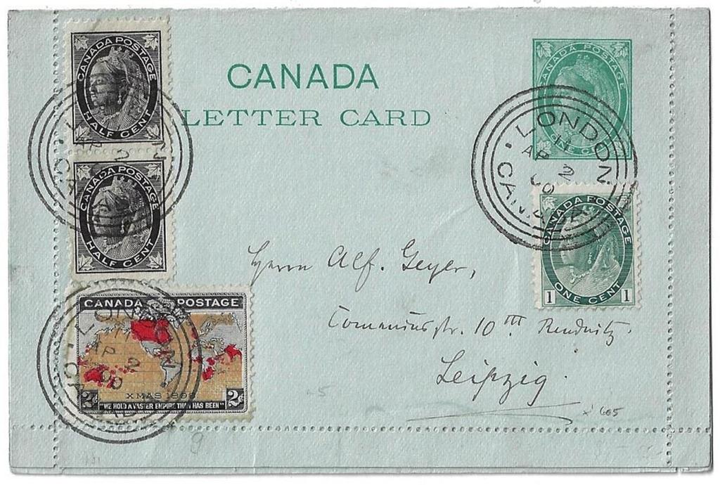 00 Item 272-03 5 UPU letter rate to Germany 1899, ½ Leaf (2), 1 Numeral, 2 Map (muddy water,