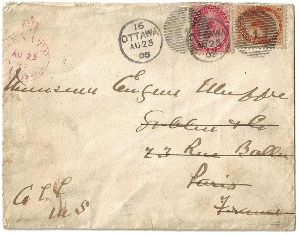 00 Item 272-12 Senate to France 1903, Senate Canada free franked cover to France but not allowed
