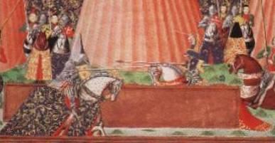 Froissart's Chronicles, late 15th century (from Contessa Illaria s excellent web page, which can be found at http://ilaria.veltri.tripod.com/overviewbards.html#closed ).