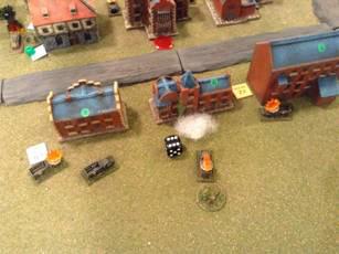 To cover the dismount, Lt Dutton tossed a smoke grenade in front of the halftrack to hide his exposed position.