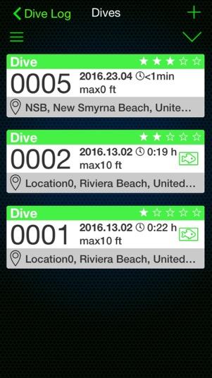 coordinates, weather conditions, dive gear used, gas mix and tank information, tank pressure