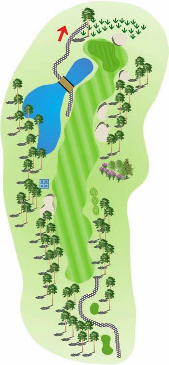 11 Length: 485 465 405 Par: 5 5 5 S.I.: 8 8 8 When you play this hole you will have to play it as a par 5. It is a dog leg right at the very end of the hole.