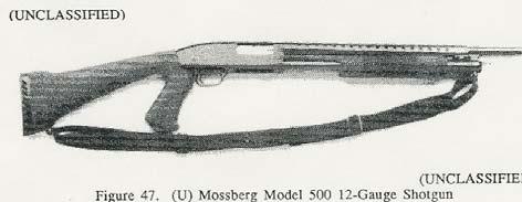 Mossberg Model 500 (United States) (Source: (S/NF/WN/NC) DST-2660H-481-89, Terrorist Weapons Handbook Worldwide (U), 15 December 1989, 34. Unclassified Extract. ) 12 Ga. Shot 12 Ga. Buckshot 12 Ga.