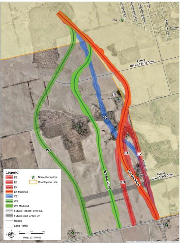 The RTMP also recommends the extension to relieve future demand on Homer Watson Blvd., Huron Road and Fischer-Hallman Road. 8 The cost for a Strasburg Road extension is mostly DC eligible.