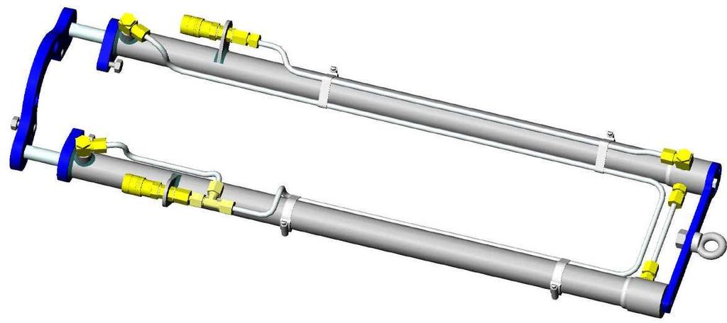 For insertion or extraction of the in-line equipment, connect the flexible pressure hoses from the manual hydraulic pump to the quick connect coupling on the Hydraulic cylinders.