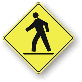 The Pedestrian Crosswalk Ahead Sign (WC-2) is used where there is limited visibility of the crosswalk or it is desired to draw additional motorist attention to an approaching crosswalk and should be