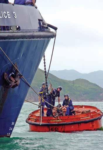 Marine Police trainees undergoing sea survival training have dealt with various threats to Hong Kong, including the Vietnamese boat people crisis of the late 70s and early 80s, the rampant Tai Fei