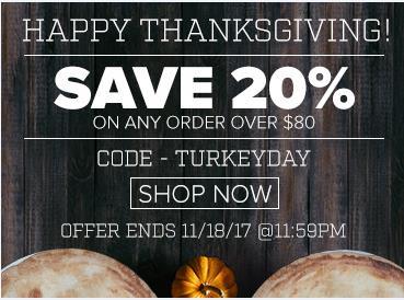 Start your holiday shopping with 20% all orders over $80 now through November 18 th!
