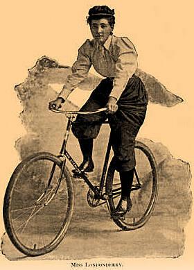 She had three Annie road a bicycle from children. New York to Chicago. She In 1894, two wealthy sailed on a boat to France. She Boston businessmen said no road a bicycle through France.