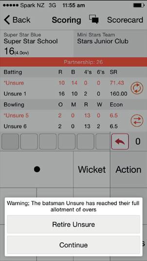 will happen automatically when a wicket is taken/at the end of