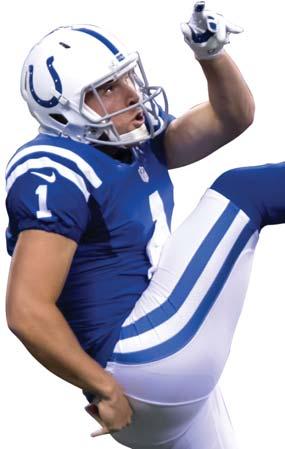 Colts history. In a Week 5 victory against Chicago (10/9) logged three kicks for a 63.3 average (56.7 net) and two punts pinned inside the 20-yard line. In addition, he added five kickoff touchbacks.