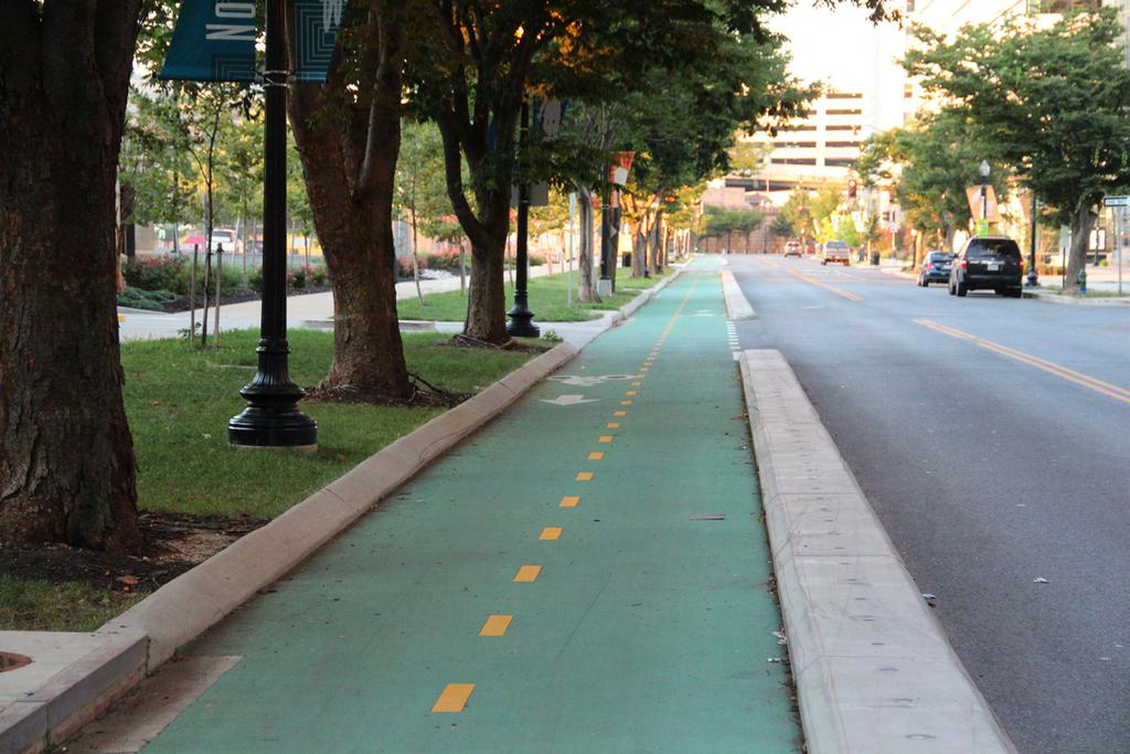 Two-way separated bike lane in