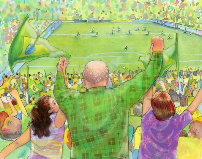 Julia clutched Gabriela s and Grandpa s hands as they entered the stadium. The crowd seemed even louder than before. When Brazil took a shot, everyone gasped.