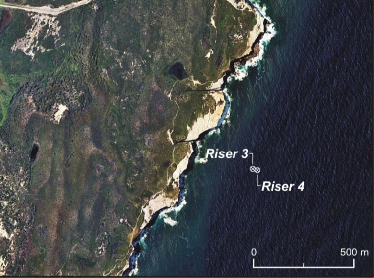 Figure 1. Location of the Outfall Risers Relative to the Coastline.