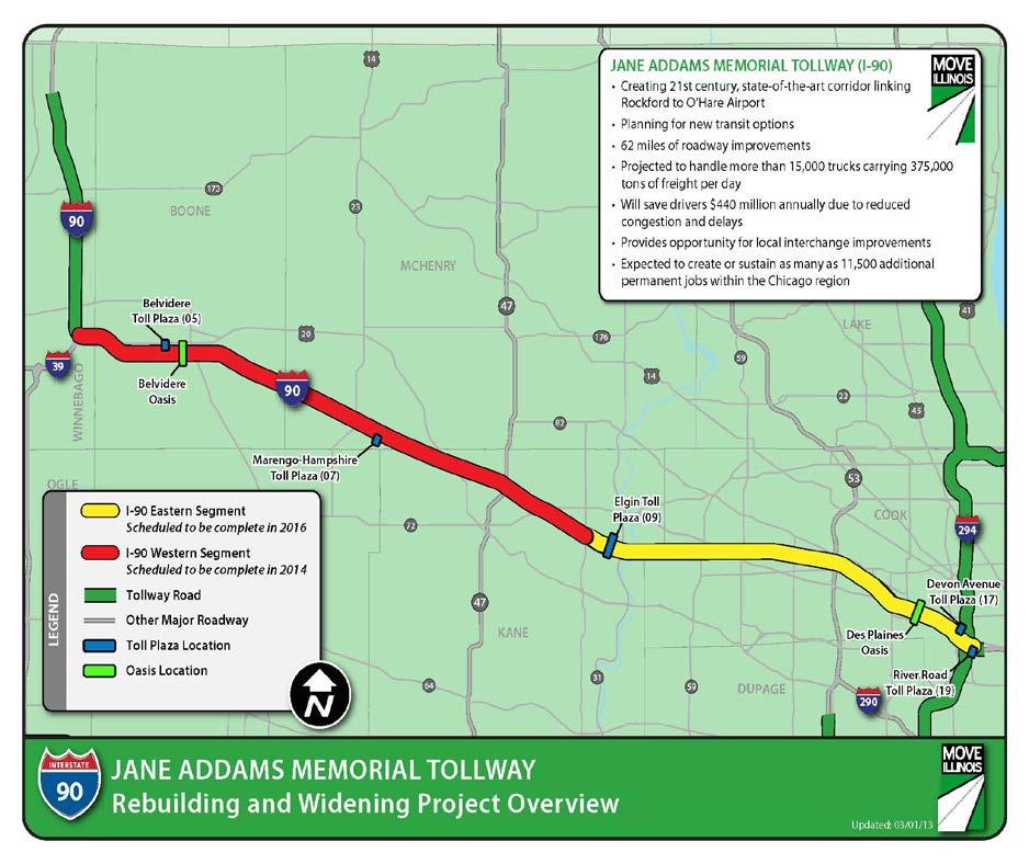 I-90 Corridor 62 miles 130,000 160,000 VPD Reconstruction/ Widening I-90 17 miles Active